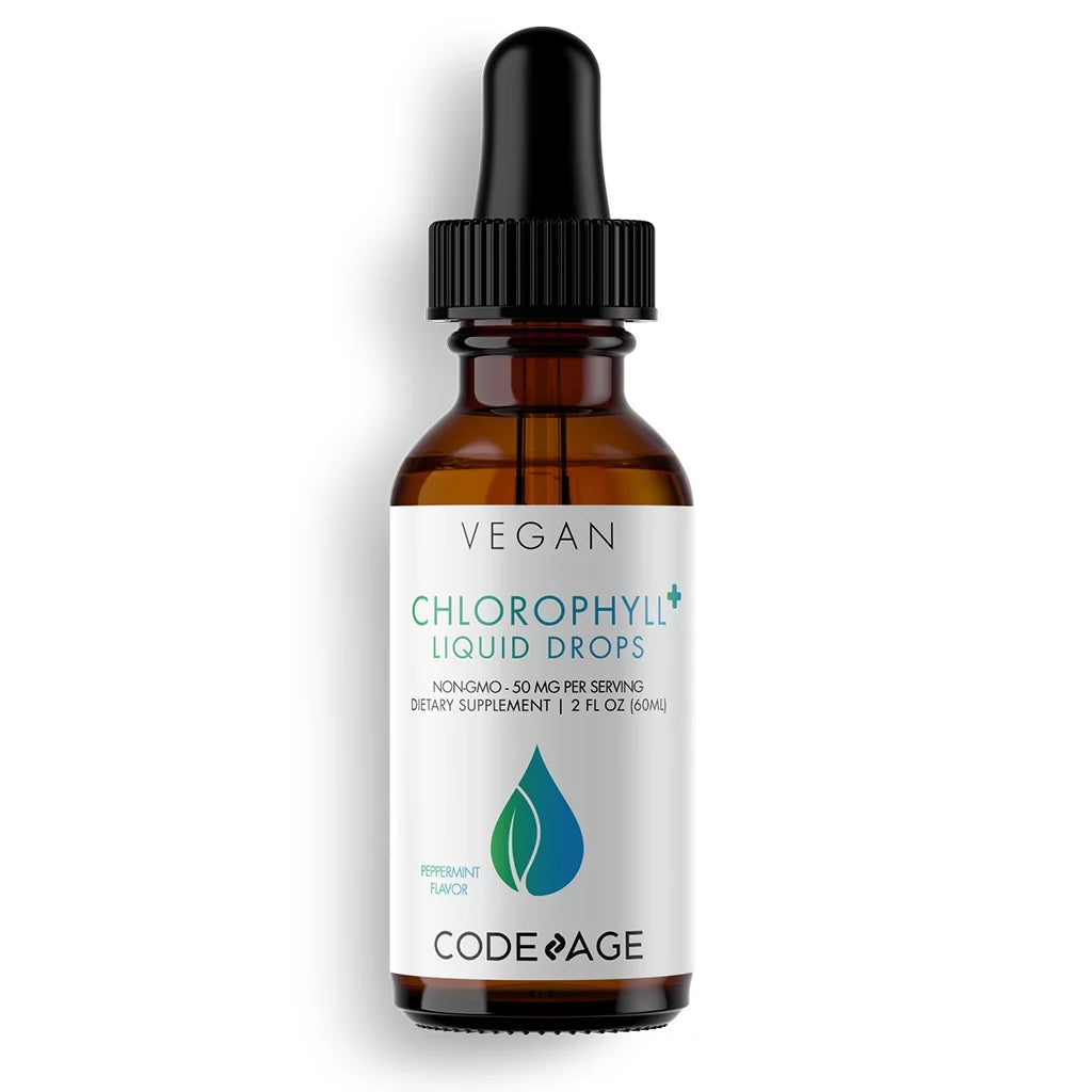 Chlorophyll Liquid Drops, Vegan Chlorophyllin Supplement, Organic Peppermint Oil, 60 Ml