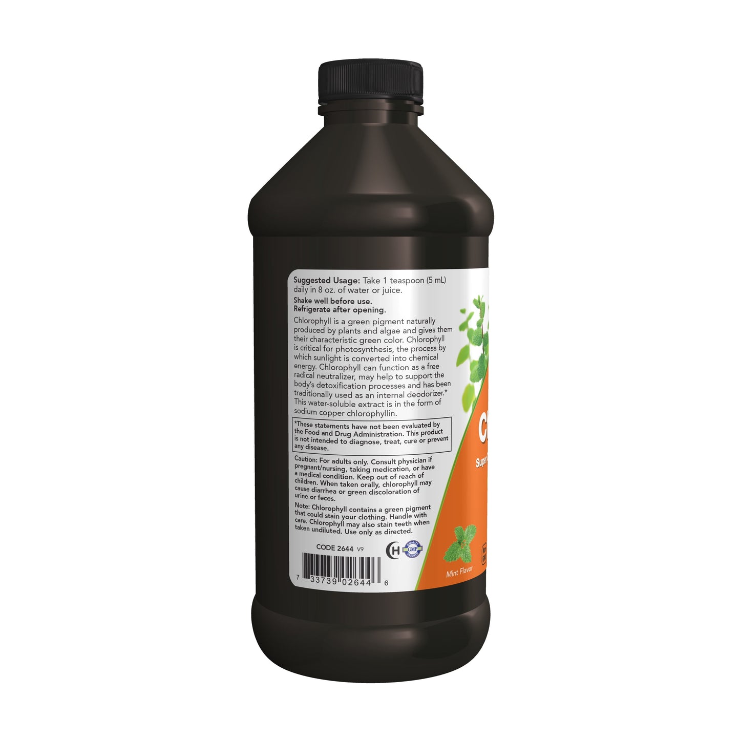 Supplements, Liquid Chlorophyll, Super Concentrated, Internal Deodorizer*, Mint Flavor, 16-Ounce