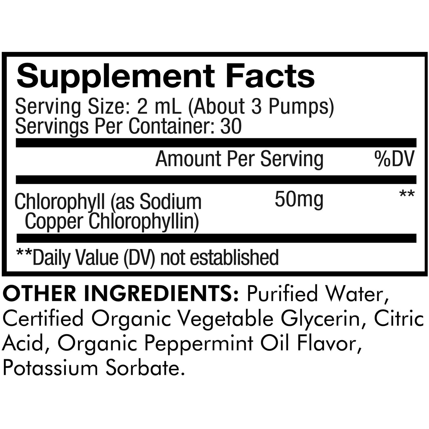 Chlorophyll Liquid Drops, Vegan Chlorophyllin Supplement, Organic Peppermint Oil, 60 Ml