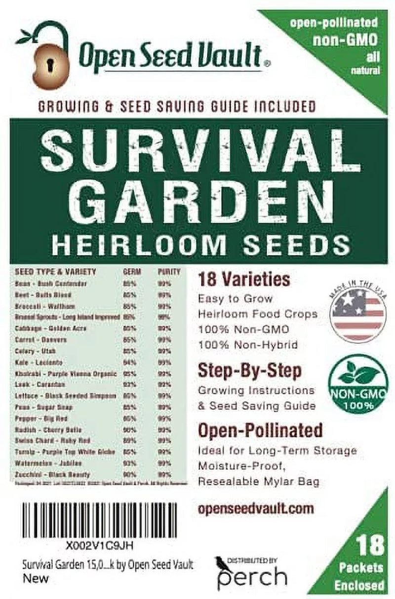15,000 Heirloom Seeds Non-Gmo Organic for Planting Vegetables & Fruits (18 Variety Pack)