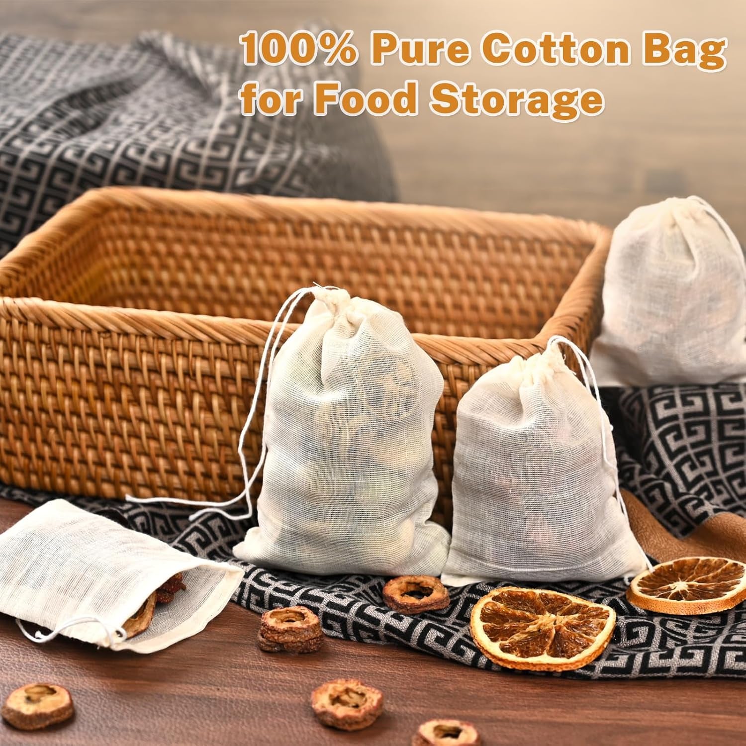 20 Pcs Muslin Bags with Drawstring, Reusable Tea Bags, Spice Bags for Cooking So