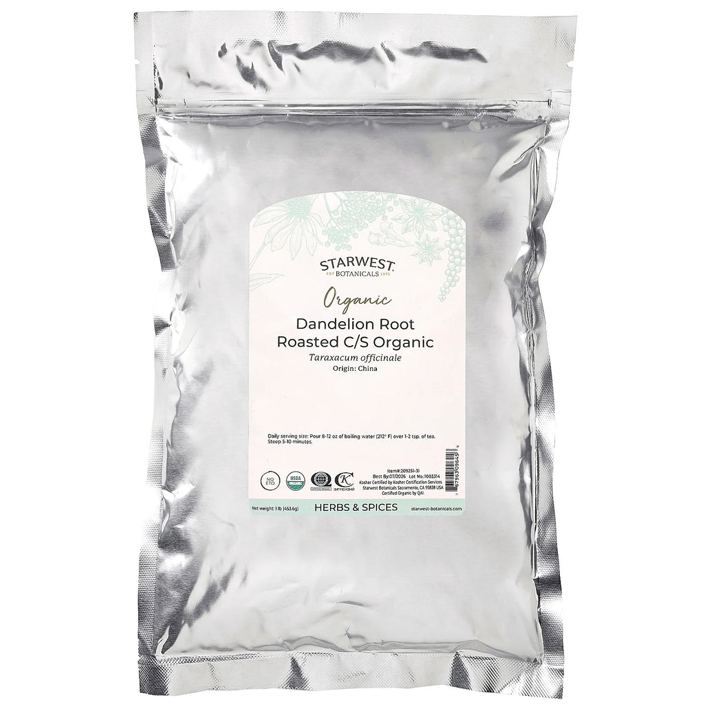 Organic Dandelion Root, Roasted, Cut & Sifted, 1 Lb (453.6 G)