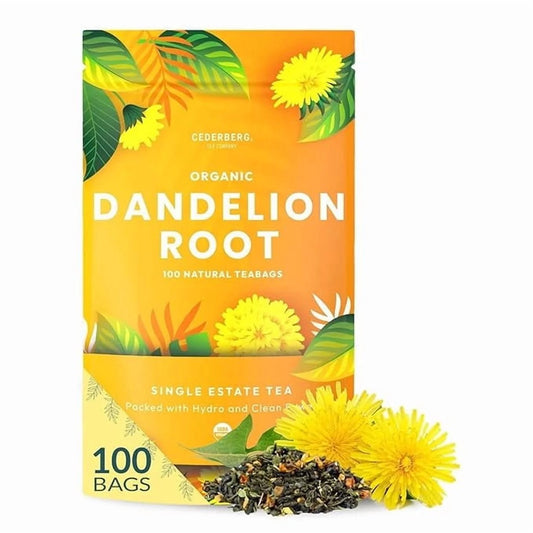 Organic Dandelion Root Tea Bags, 100 Count, 7 Oz | Organic Herbal Tea | Eco-Friendly Tea Bags | Non-Gmo Caffeine Free Tea