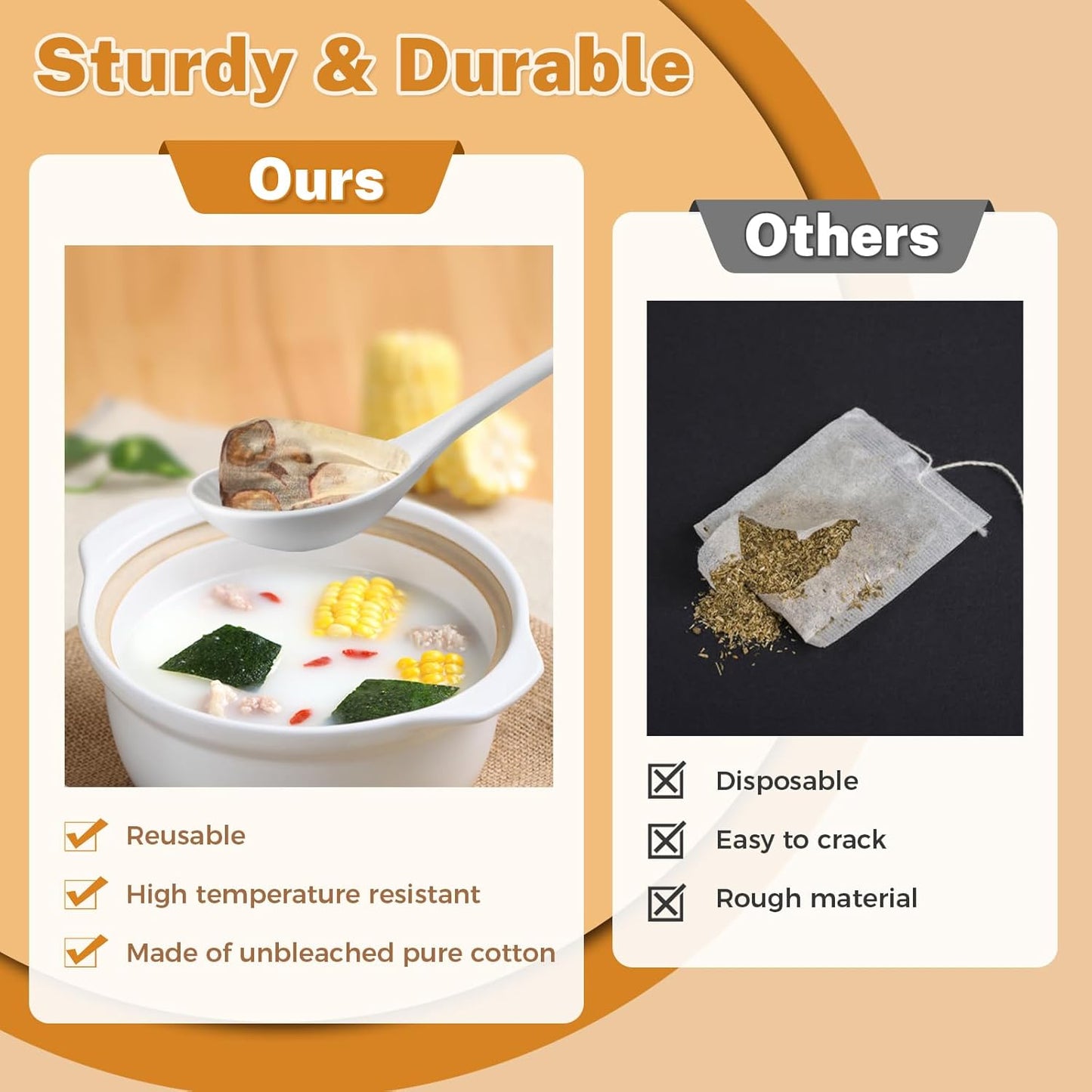 20 Pcs Muslin Bags with Drawstring, Reusable Tea Bags, Spice Bags for Cooking So