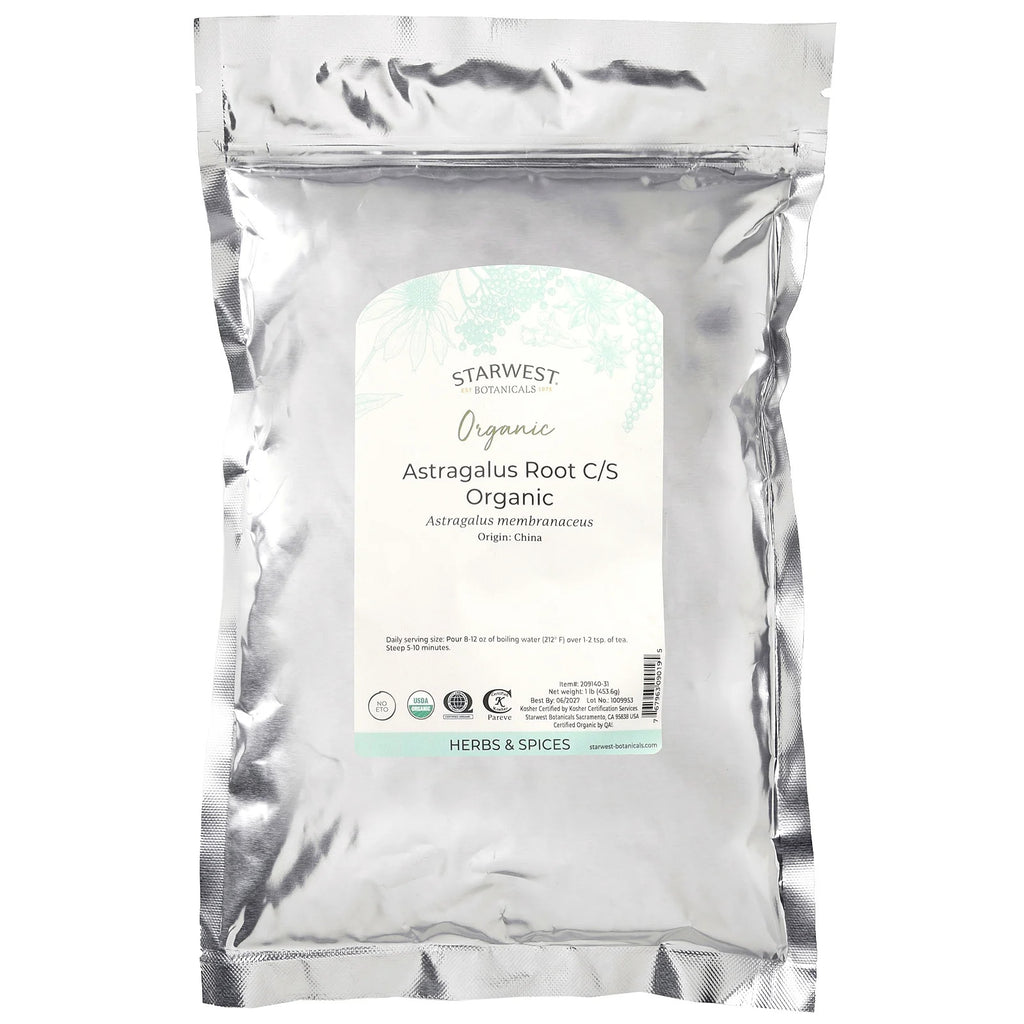 Starwest Botanicals Organic Astragalus Root C S 1 Lb 453 6 G Kosher, Organic