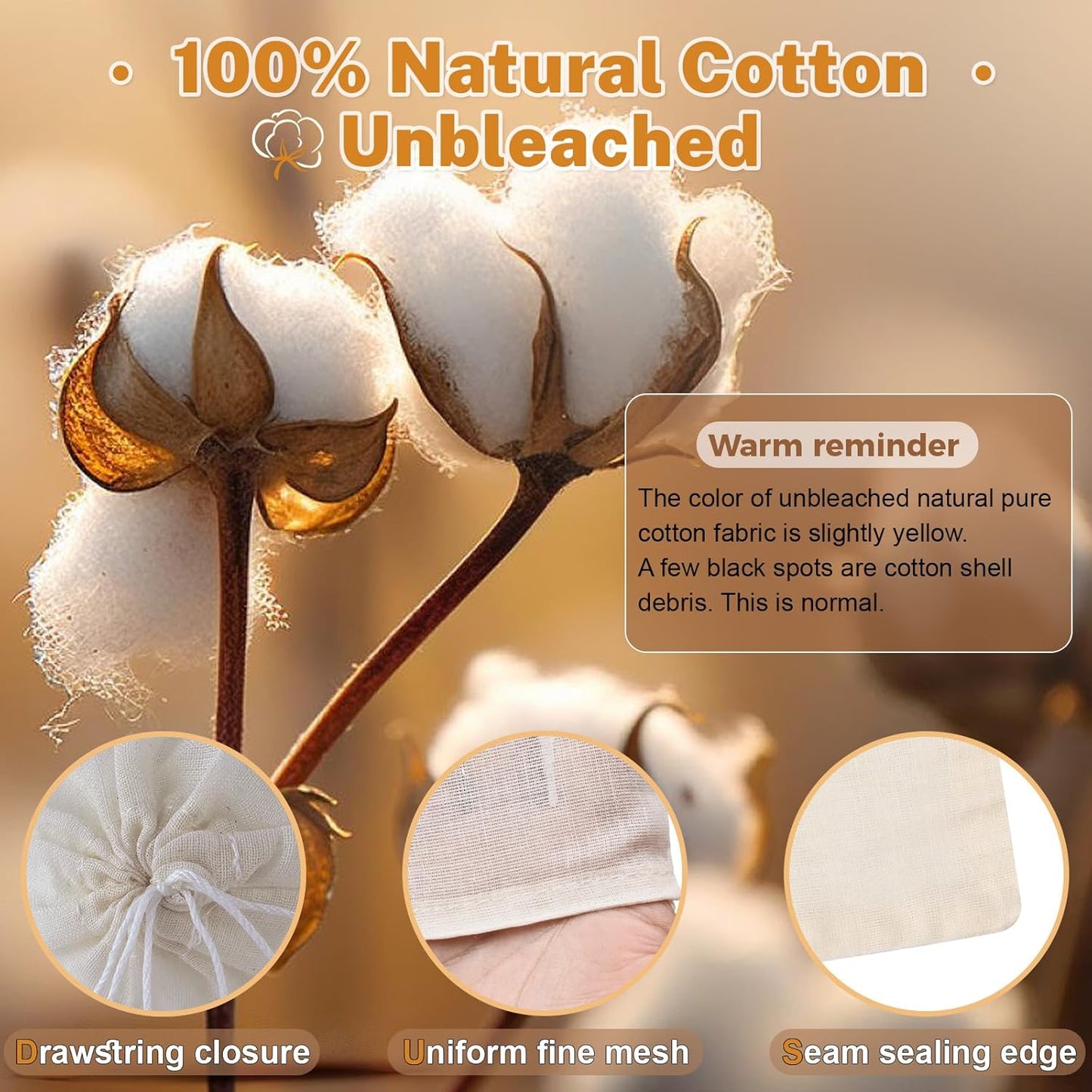 20 Pcs Muslin Bags with Drawstring, Reusable Tea Bags, Spice Bags for Cooking So