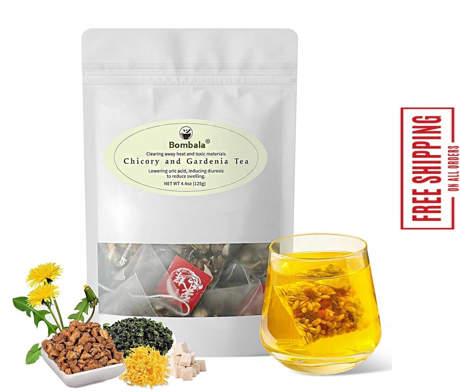 Chicory and Gardenia Tea Bags Kidney and Liver Tea Chicory Root C...