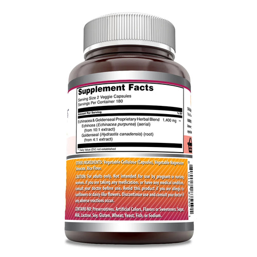 Amazing Formulas Echinacea with Goldenseal 1400 Mg per Serving 360 Veggie Capsules Supplement | Non-Gmo | Gluten Free | Made in USA