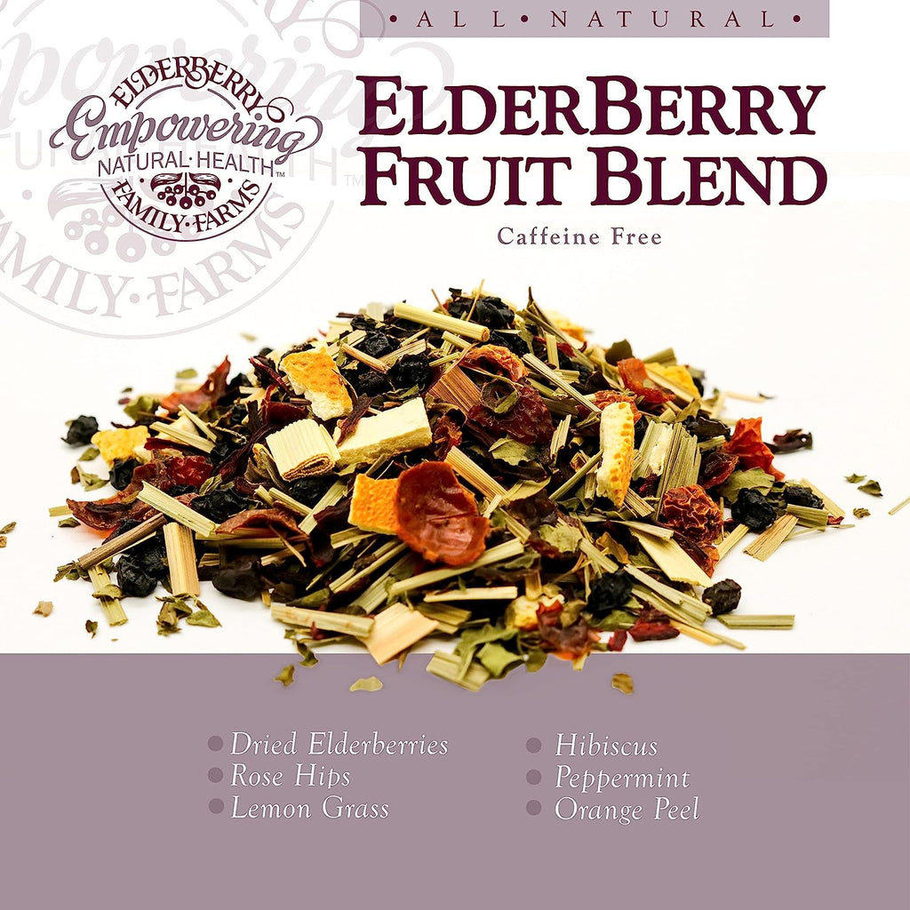 Organic Herbal Loose Leaf Tea, Fruit Blend, Helps with Immune Support, Made with Natural Dried Berries, 3Oz - USA Grown